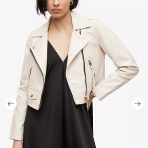 Allsaints Ivory Elora Cropped Leather Biker Jacket, sz 2 NWOT